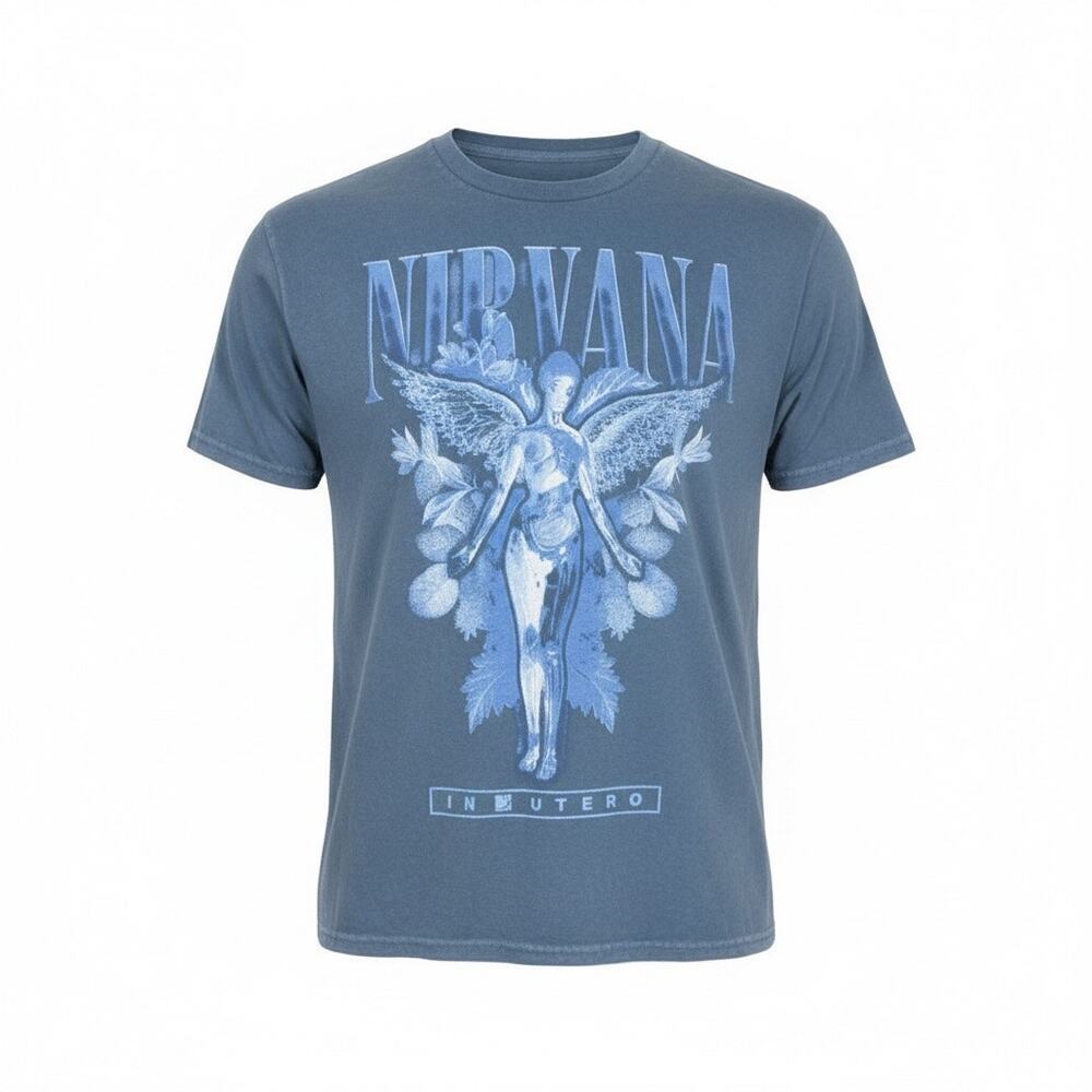 Nirvana In Utero Tour T-Shirt Blue XL Graphic Band Tee